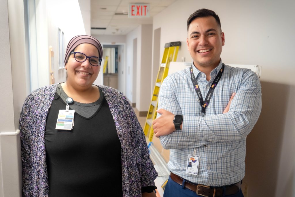 Dr. Somaiah Ahmed and Joe Mancini (Clinical Manager, Emergency, Urgent Care, ED Redevelopment) stand in the future BGH See & Treat area.