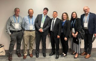 County of Brant councillors John MacAlpine, John Bell, Lukas Oakley and Jennifer Kyle, and county staff Alysha Dyjach and Philip Mete met with MPP Anthony Leardi (centre) at AMO last week.