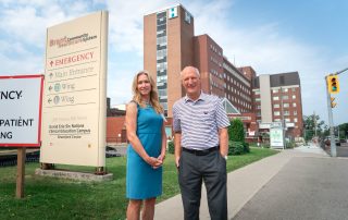 Bonnie Camm, president and CEO of the Brant Community Healthcare System, and Paul Emerson, chair of the redevelopment and properties committee of the Brant Community Healthcare System Board.