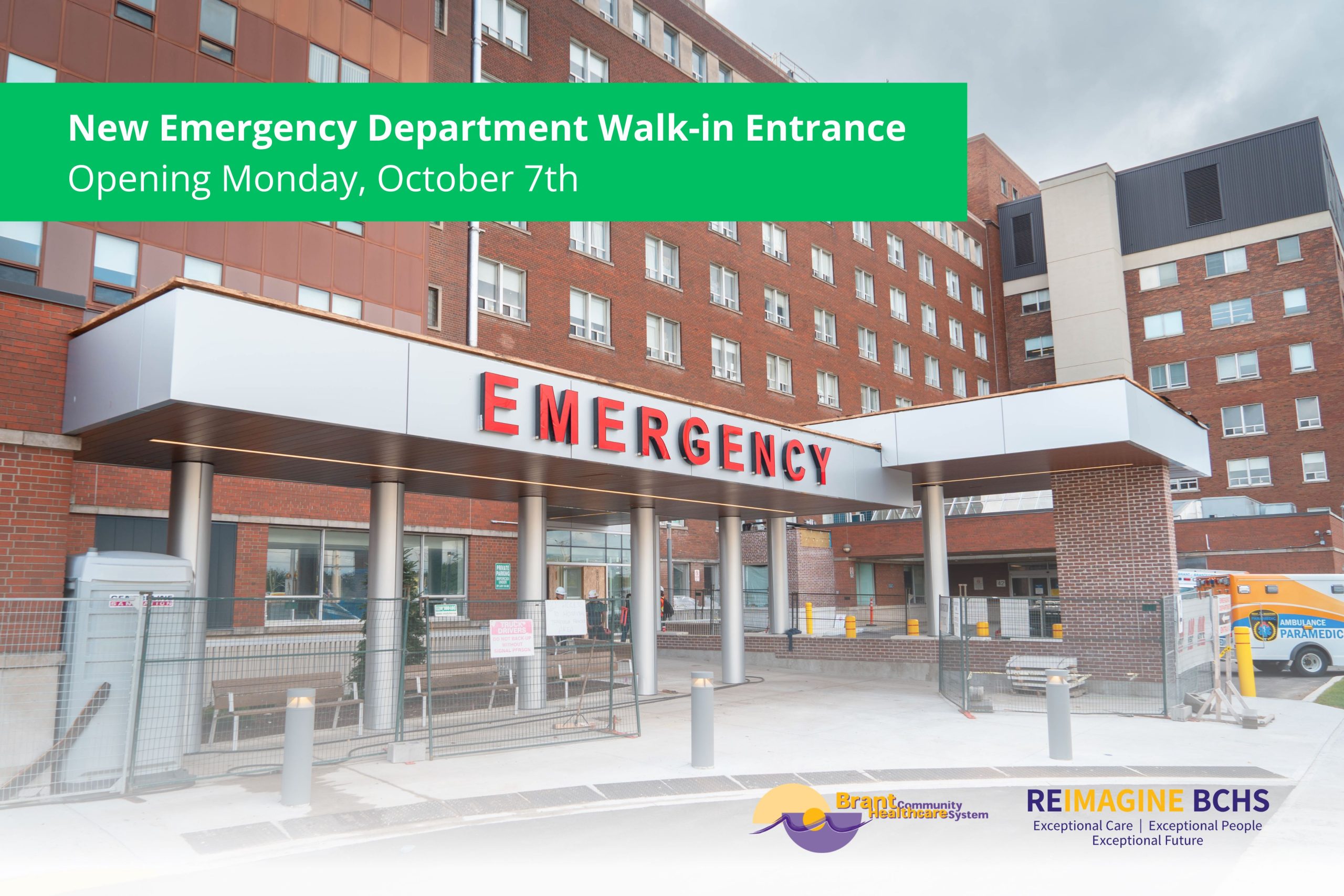 New Emergency Department Walk-in Entrance - Opening Monday, October 7th