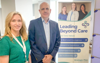 Bonnie Camm, president and CEO of the Brant Community Healthcare System, and Dave Diegel, chair of the healthcare system's board of directors.
